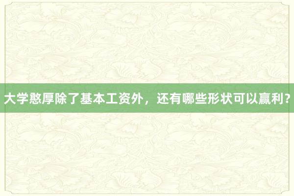 大学憨厚除了基本工资外，还有哪些形状可以赢利？