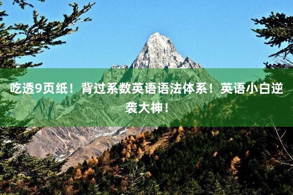 吃透9页纸！背过系数英语语法体系！英语小白逆袭大神！