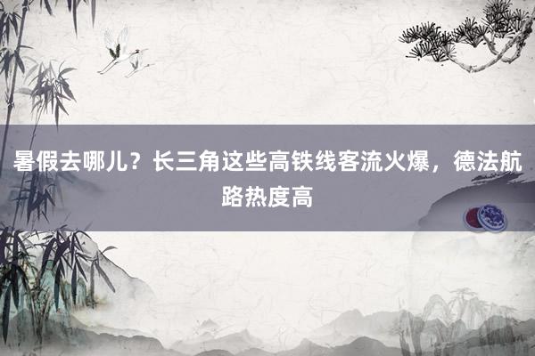 暑假去哪儿？长三角这些高铁线客流火爆，德法航路热度高