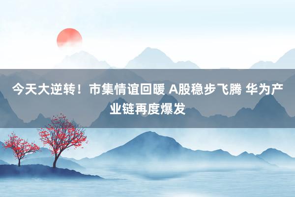 今天大逆转！市集情谊回暖 A股稳步飞腾 华为产业链再度爆发