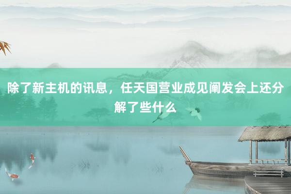 除了新主机的讯息，任天国营业成见阐发会上还分解了些什么